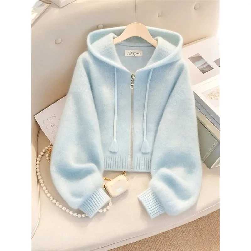 Lazy Wind Feminine Long Sleeves Knitting Spring Autumn Women Leisure Hooded Sweater Highgrade Ladies Fashion Zipper KnittedT251028
