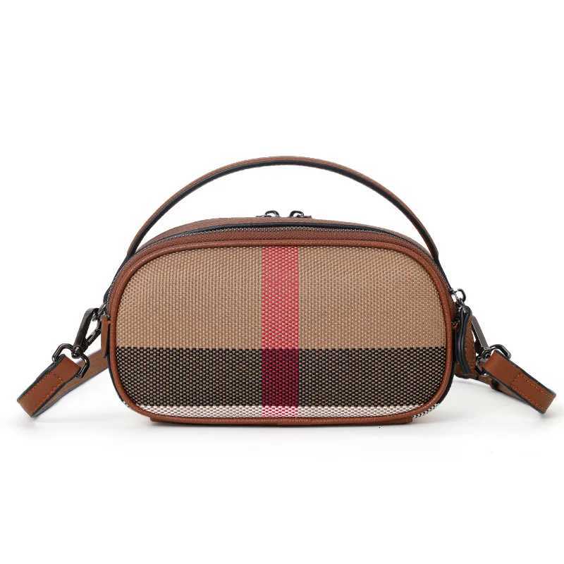 Designer Luxurious Aidrani New wens checkered single shoder crossbody bag made of canvas cowhide material mini circar design brown Y251120
