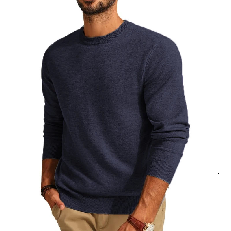 Mens Long Sleeve Sweaters Crew Neck Basic Lightweight Knitted Pullover Shirts Autumn Warm Streetwear Outdoor Jogger Coats 251029