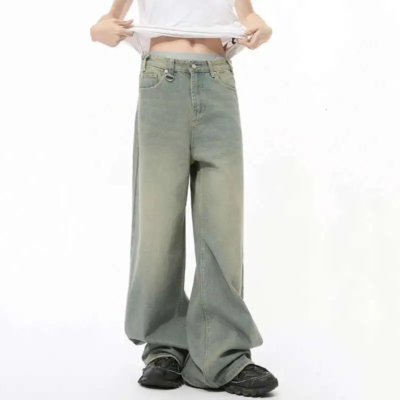 IEFB Autumn Men Denim Pants Straight Droop Vintage Loose Bottom Straight Wide Leg Casual Male Trousers Korean Style 9C1519 251029