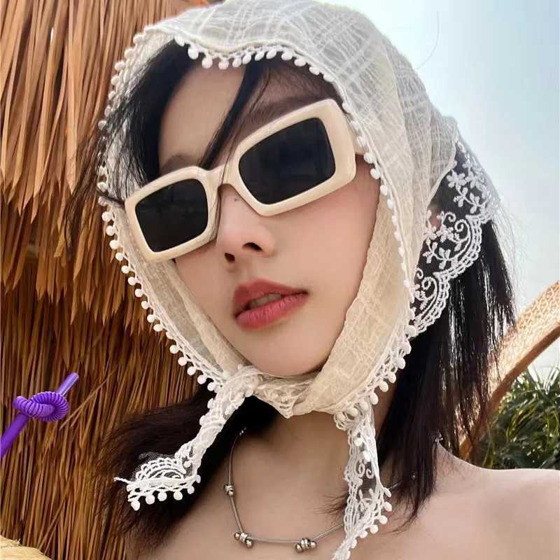 Korean Ins Lace Hair Scarf Women Retro Triangle Hair Band Strap Hair Bag Headscarf Hat Travel Photo Headband Turban AccessorieW251028
