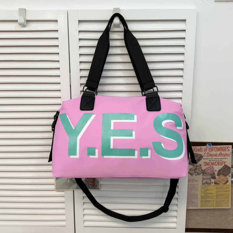 Korean Style Fashion Letter Travel Bag for Women New Casual Lightweight Handheld Gym Bag Trendy Letter Outdoor Sports Bag