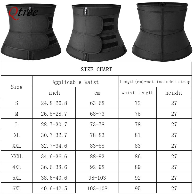 Qtree Waist Trainer Plus Size for Women Sports Girdle Corset Slimming Belly Body Shaper Sweat Trimmer Belt Slimmer Weight Loss 251029