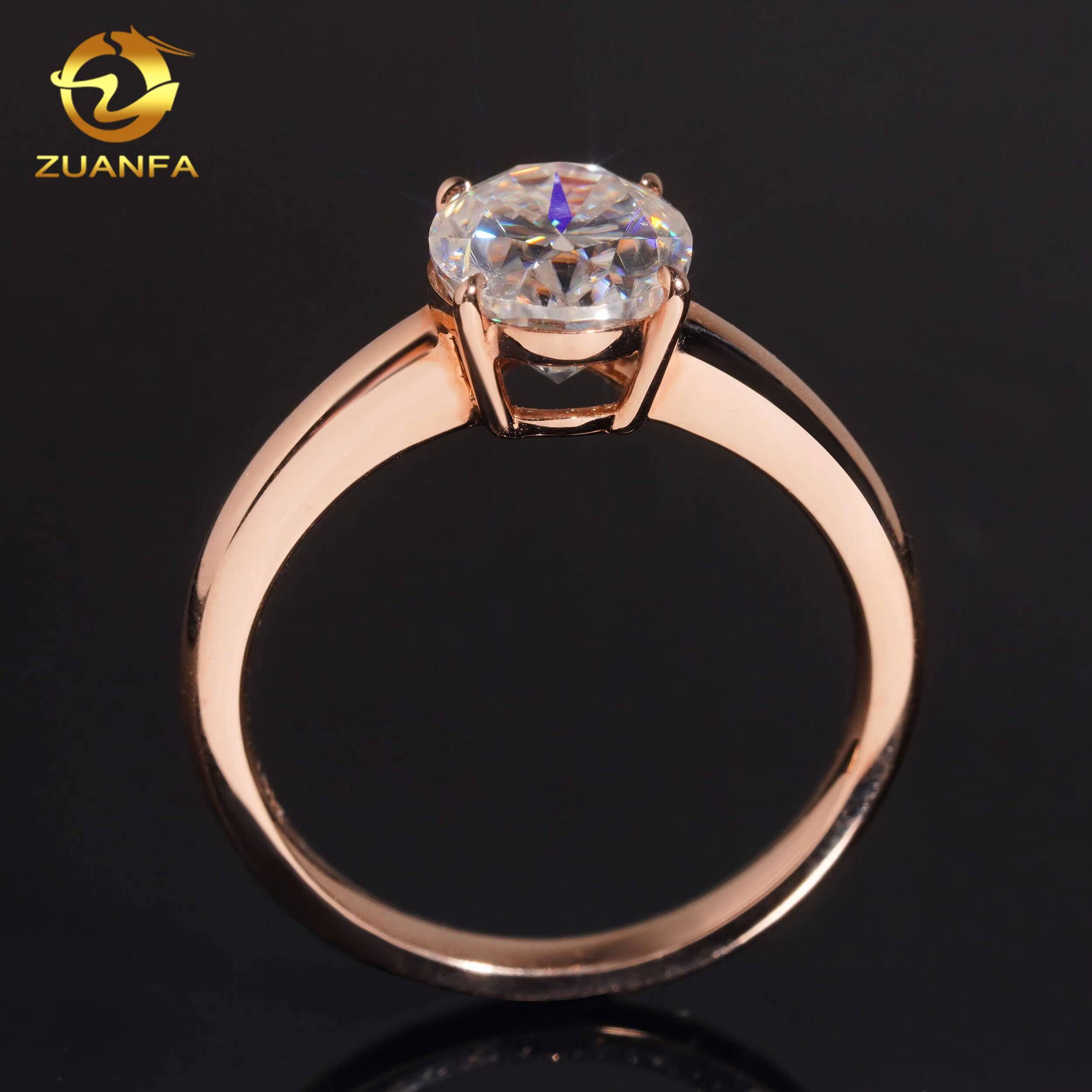 Custom Pass Diamond Test 2carat Oval Cut Moissanite Real Gold 10K 14K 18K RoseYellowWhite Gold Wedding Engagement Ring