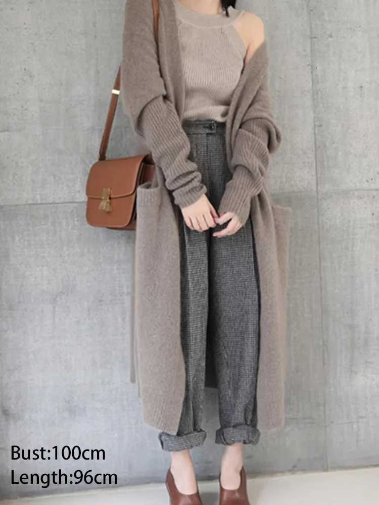 New Fashion Thicken Knitted Long Cardigan Sweater Women Autumn Winter Long Sleeve Sweater Coat Casual Loose OutwearT251028