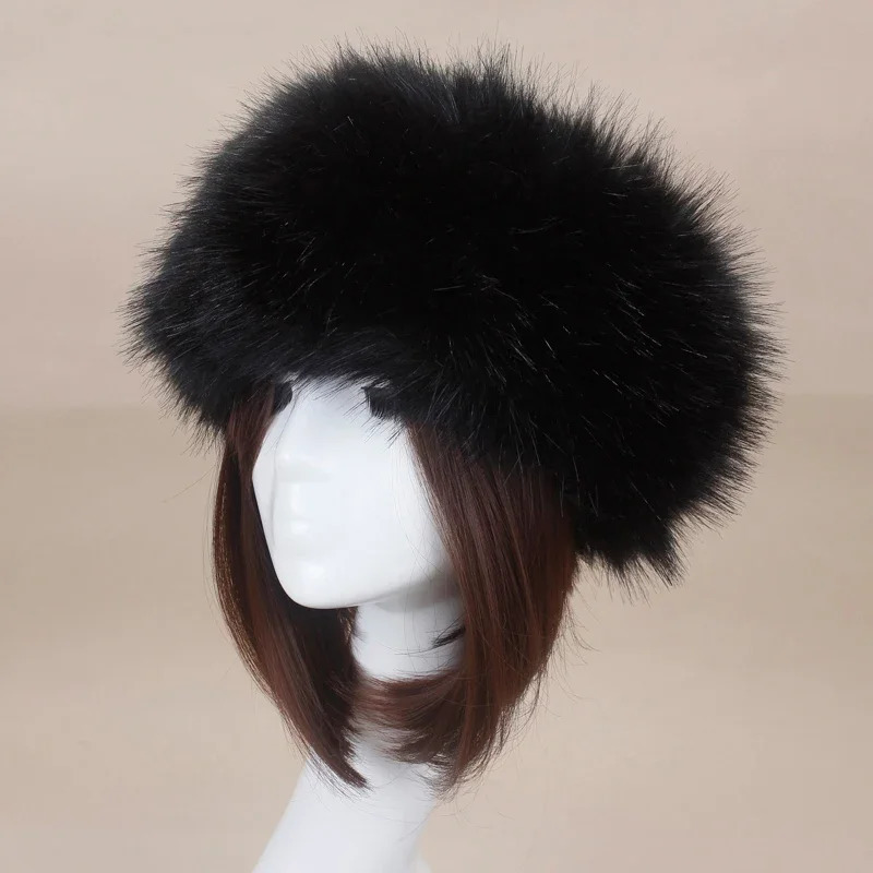 Winter Fluffy Faux Fur Hat Women Soft Keep Warm Plush Empty Top Caps Hairband Outdoor Windproof Skiing Ear Warmer Russian Hats 251029