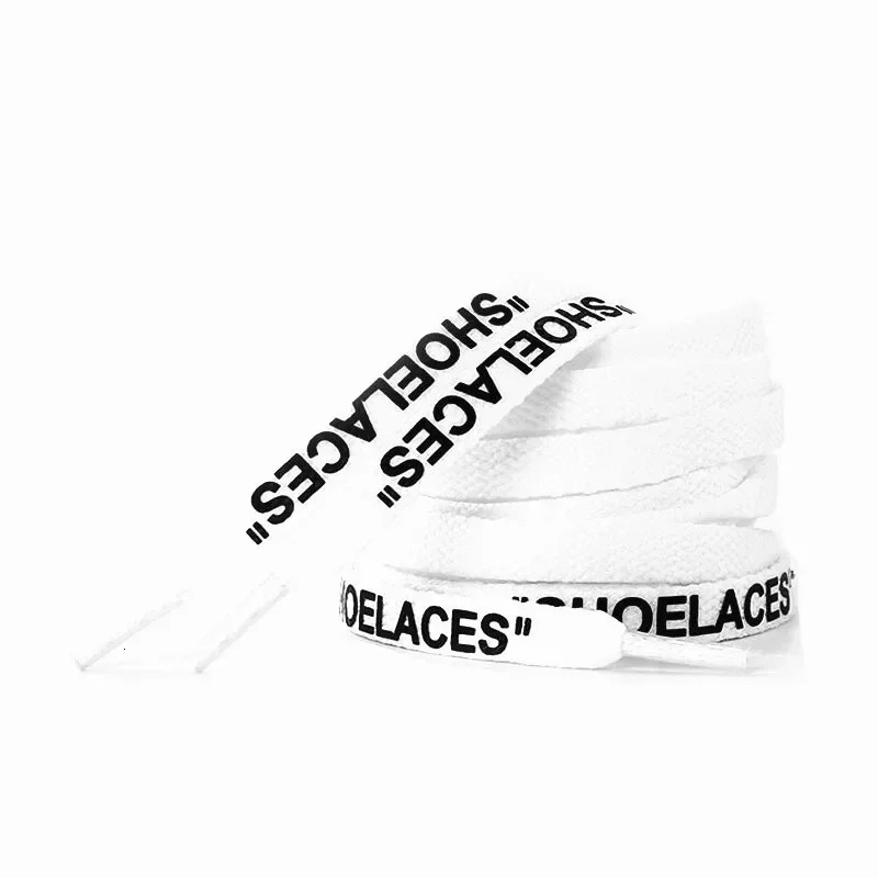 475563 Printing Shoe Laces Silicone Printed Shoelace 8MM Flat Boot Laces Off Print White Shoe Laces for Sneakers 1 Pair 251029