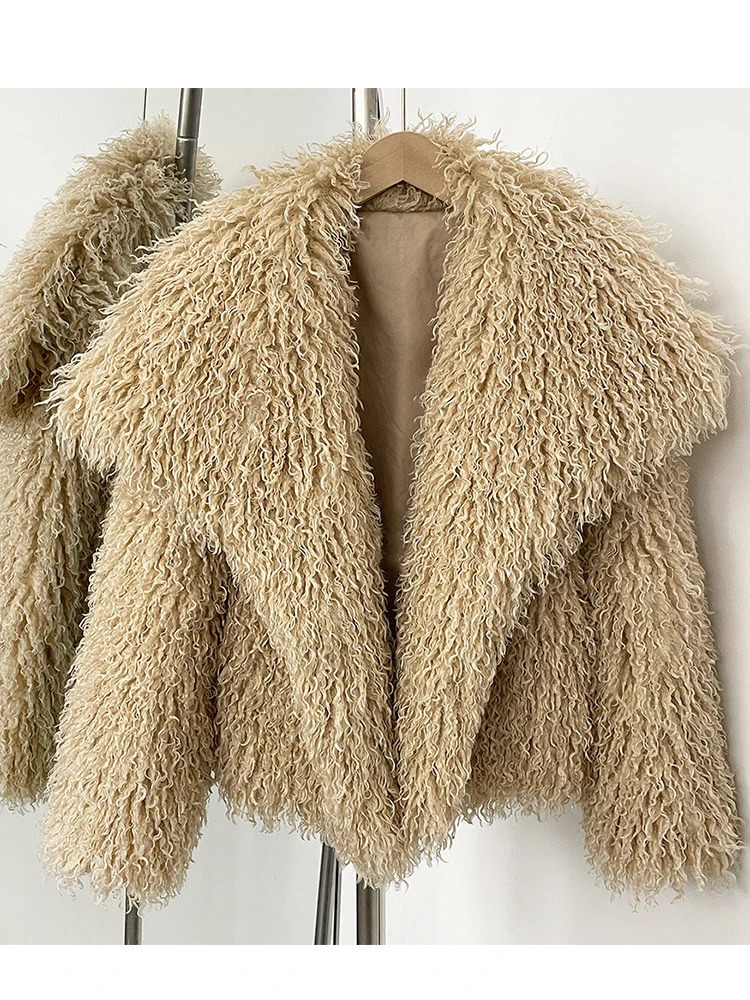 Mueyeruho 2025 Fall Winter Women Faux Fur Jacket Coat Tassel Solid Long Sleeve Thick Warm Overcoat Outwear Fluffy Coat For Women 251029