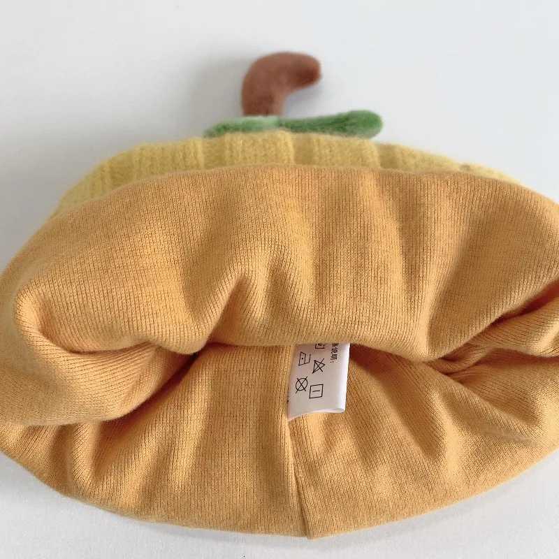 1 Piece Cute Cartoon Newborn Warm Hats Sweet Funny Pumpkin Infant Baby Protection Head Cap Autumn Winter Soft Crochet Bonnet251028