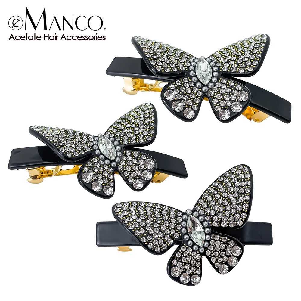 eManco Square Full Butterfly Large Czech Rhinestones Solid Colour Side Clip Hair Fixing Divine Princess JewelleryW251028