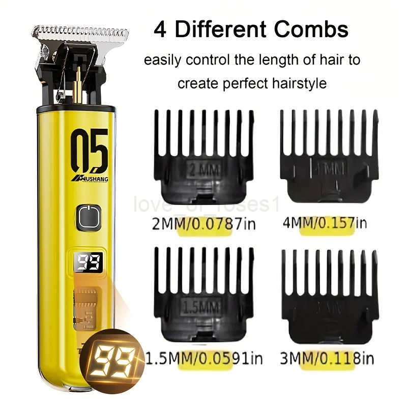 Professional mens electric hair cutter set 1 piece with LED display screen mens electric shaving blade gap free hairdressin Z251029
