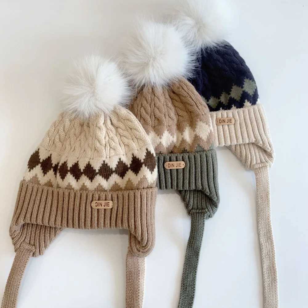 Cute 25 Year Baby Knitted Hat Windproof Warm Kids Earmuffs Cap Thicken Children Head Cover Autumn Winter251028