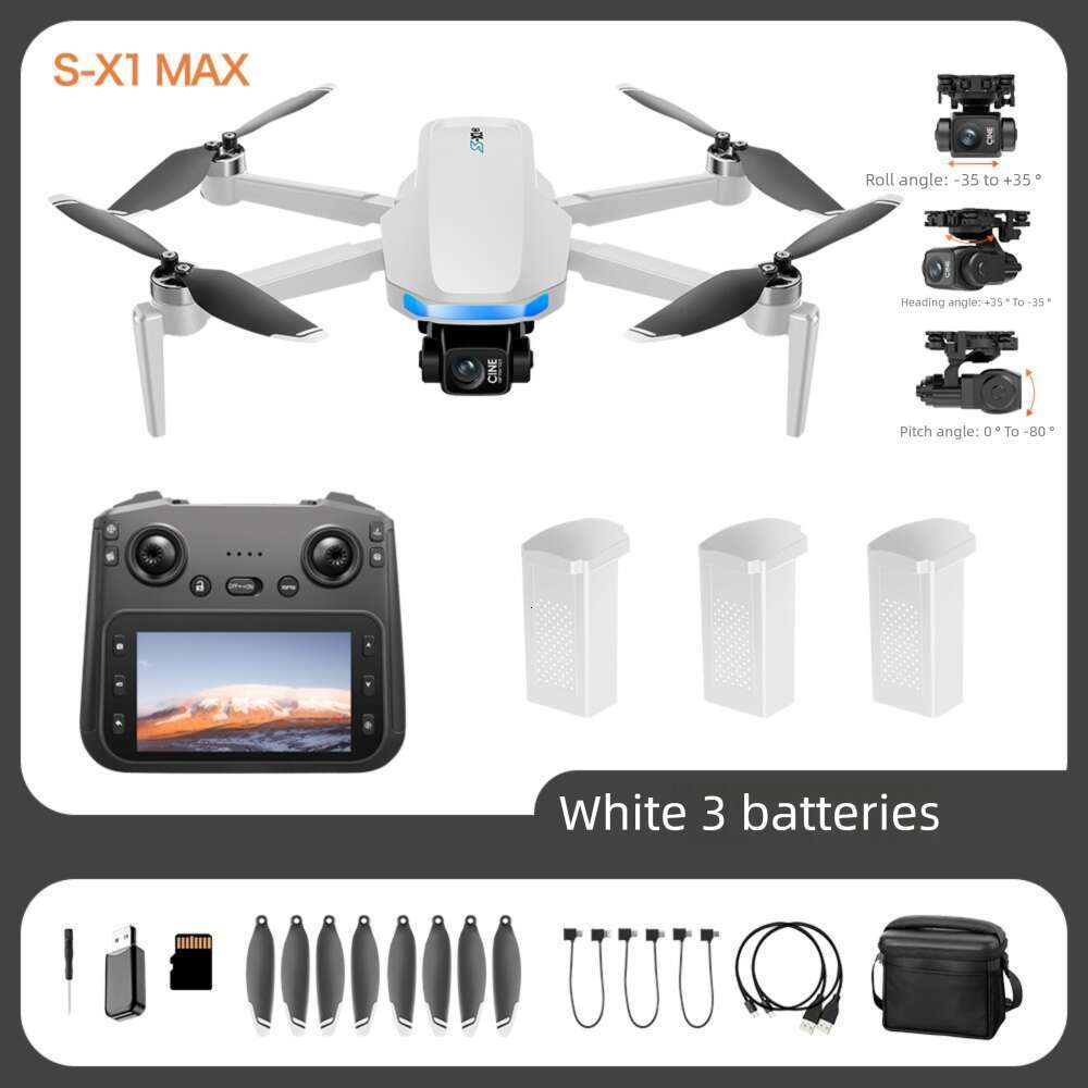 S X Drone With Inch Screen Three Axis Gimbal GPS Aerial Photography Four Remote Control Aircraft