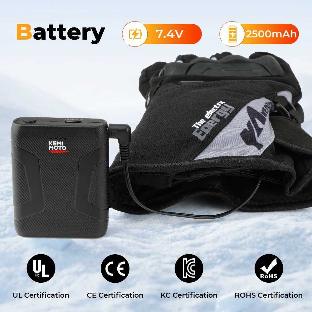 KEMIMOTO Heated Gloves Motorcycle Winter Moto Heated Gloves Warm Waterproof Rechargeable Heating Thermal Gloves For Snowmobile J251029