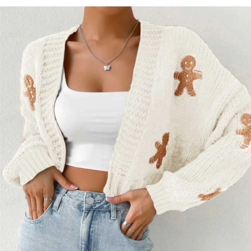 Knitted Cardigans Winter Clothes Woman Pulls Femmes Comfortable Allmatch Loose Simple Style Gingerbread Man Casual CommutingT251028