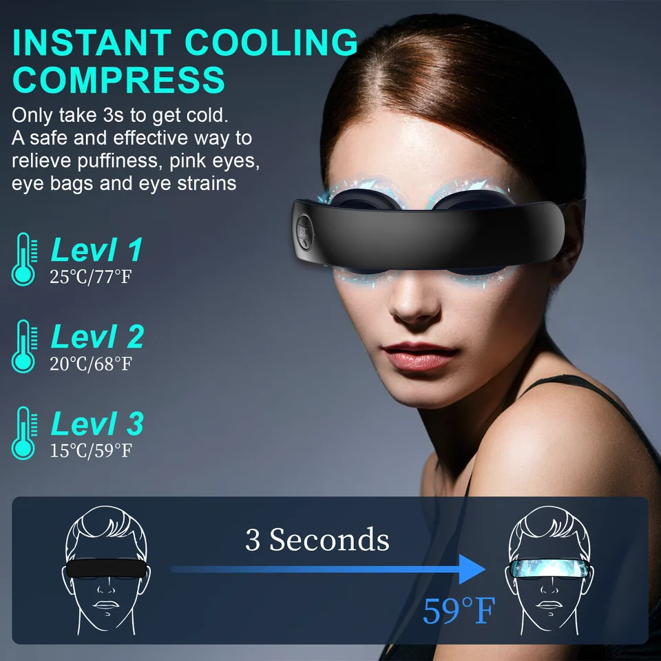 Wireless Eye Massager Instant Cold Compress Eye Massager for Tired Eyes Dark Circles Remove Heating Music Relieves Fatigue 251027