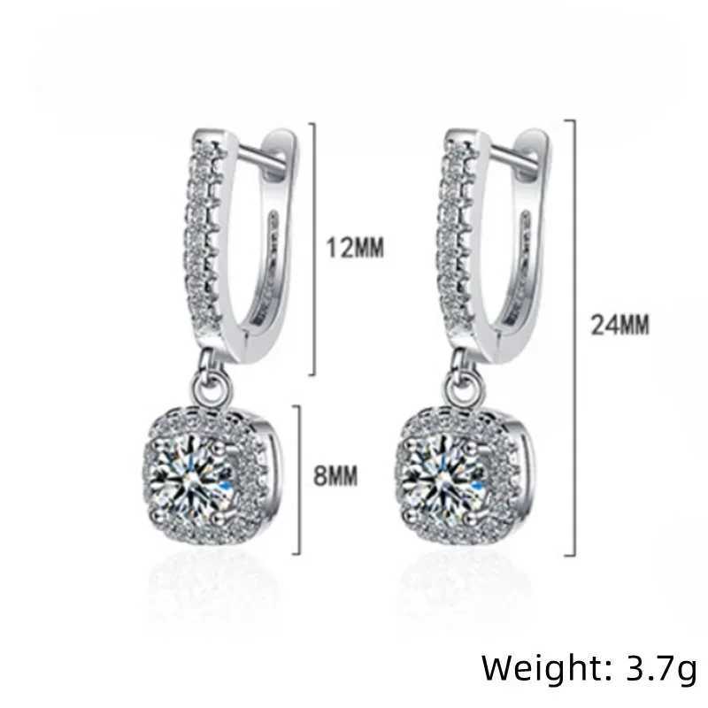 2 Carat Moissanite Womens Hug Hoop Earrings Rhinestone 925 Sterling Silver Delicate Hoop Drop Earrings High JewelryW251029