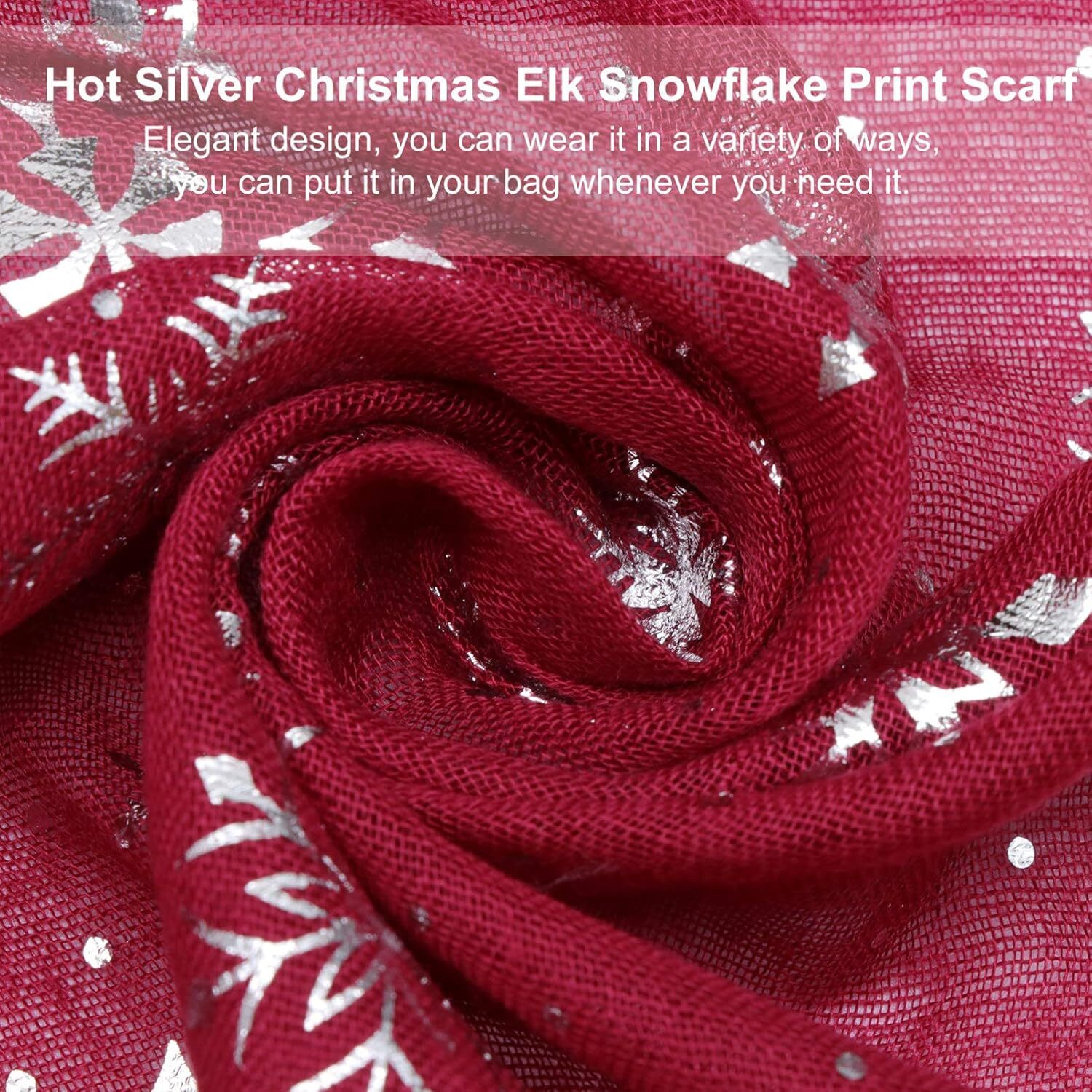 Custom Snowflake Sheer Lightweight Winter Xmas Collection Scarf Holiday Decorative Scarves for Women Ladies Black