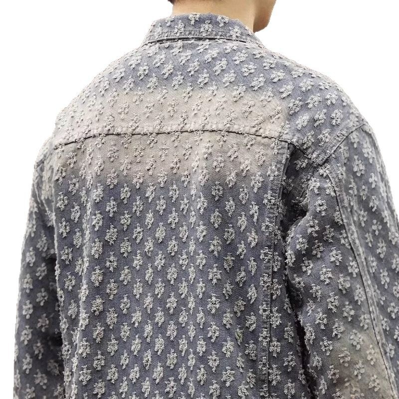 American Style Trendy Brand Designer Jacket Spring And Autumn New Niche Design Printed Denim Jacket Unisex Loose Jacket Top Trendy
