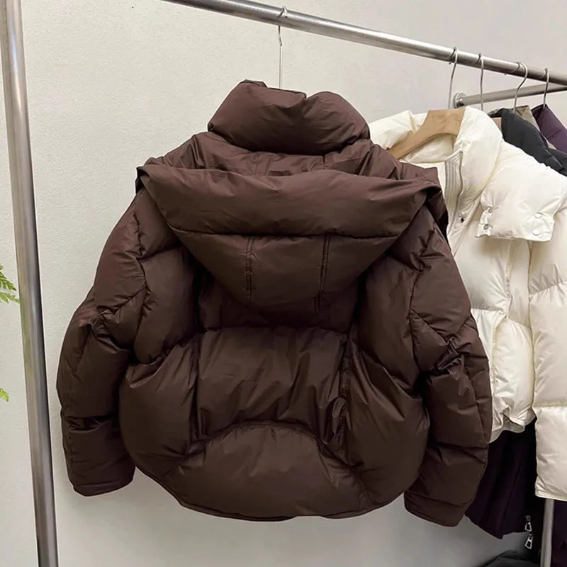 Womens Down Cotton Jacket Winter Loose Hooded Female Coat Korean Version Short Ladies Padded Outerwear 251029