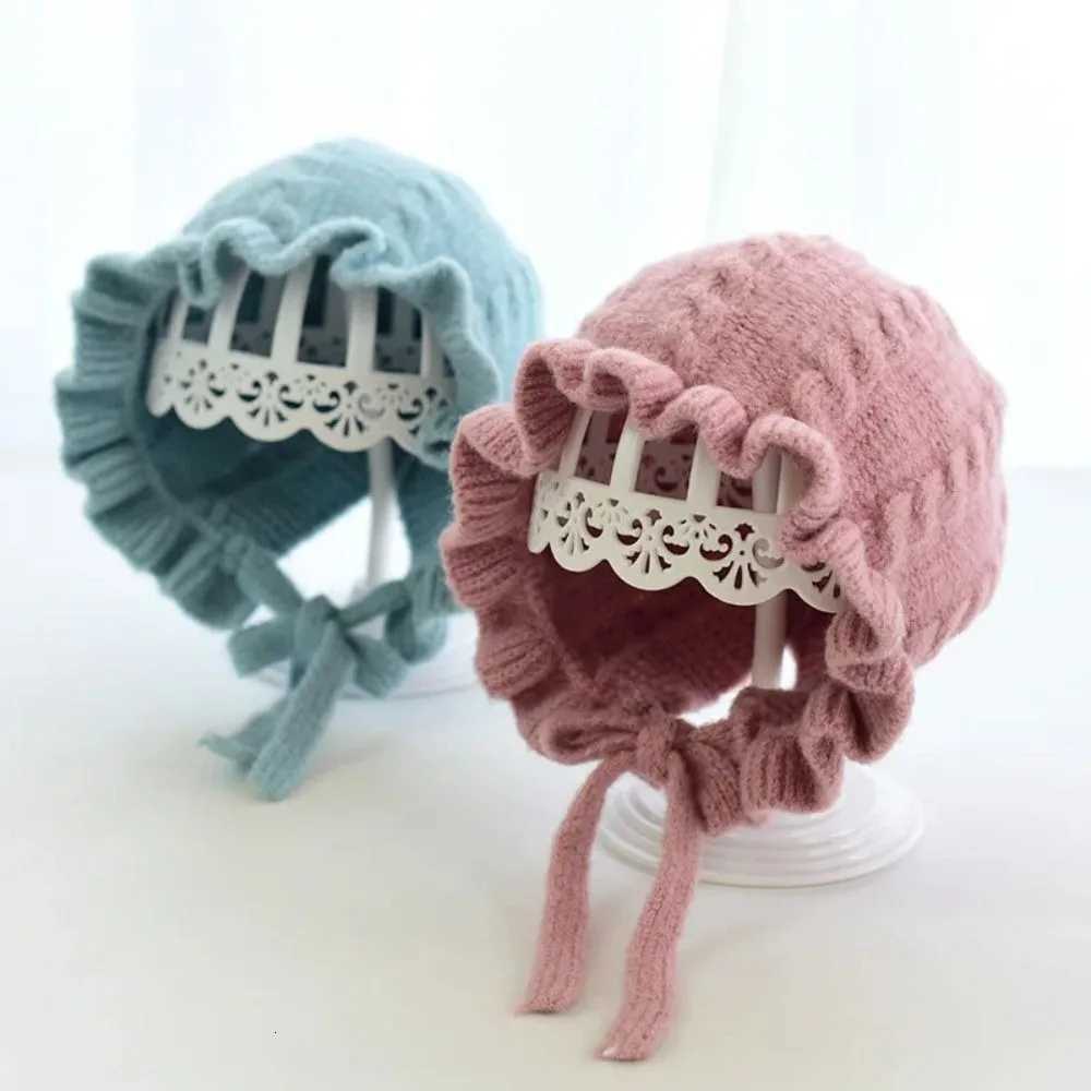 Cute Autumn and Winter Infant Hat Adjustable Warm Knitted Hat Lace Edge Ear Protection Baby Hooded Hat 02Years251028