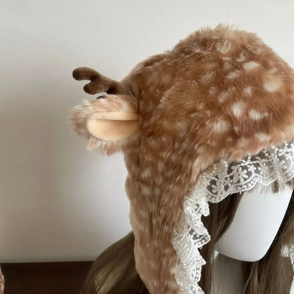 Faux Fur Plush Lace Winter Hat Performance Costume Leg Warmers Reindeer Furry Boots Socks Cover Cosplay Costume Thicken 251029