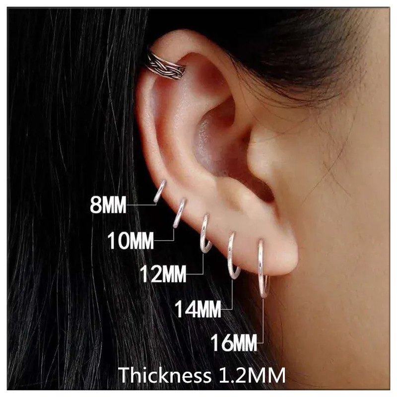925 Sterling Silver Simple Ear Bone Hoop Earrings For Women Small Buckle Round Circle Hoops gift 251013