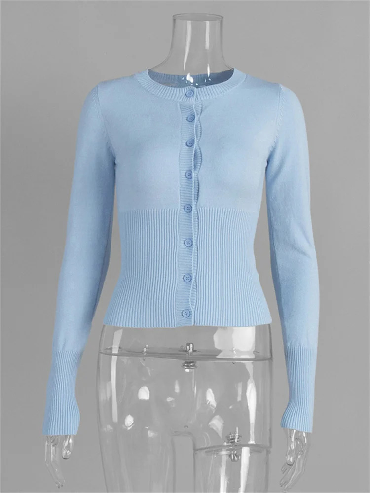 Tossy Casual Knit Cardigan Top For Women Long Sleeve Ribbed Patchwork Slim Elegant Loose Cropped Top Female Knitwear Cardigan 251029