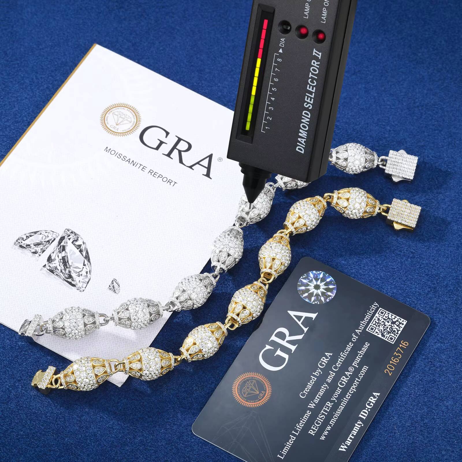 New Arrival Rapper Hip Hop Jewelry 12mm 925 Silver Vvs Moissanite Diamond Iced Out Olive Bracelet With Gra Certificate