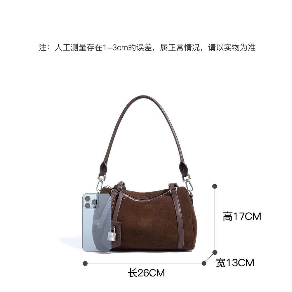 Suede Women's Armpit Autumn New Niche Design Frosted Cowhide Lock Pendant Antique Fashion Single Room Crossbody Bag Suotong1029