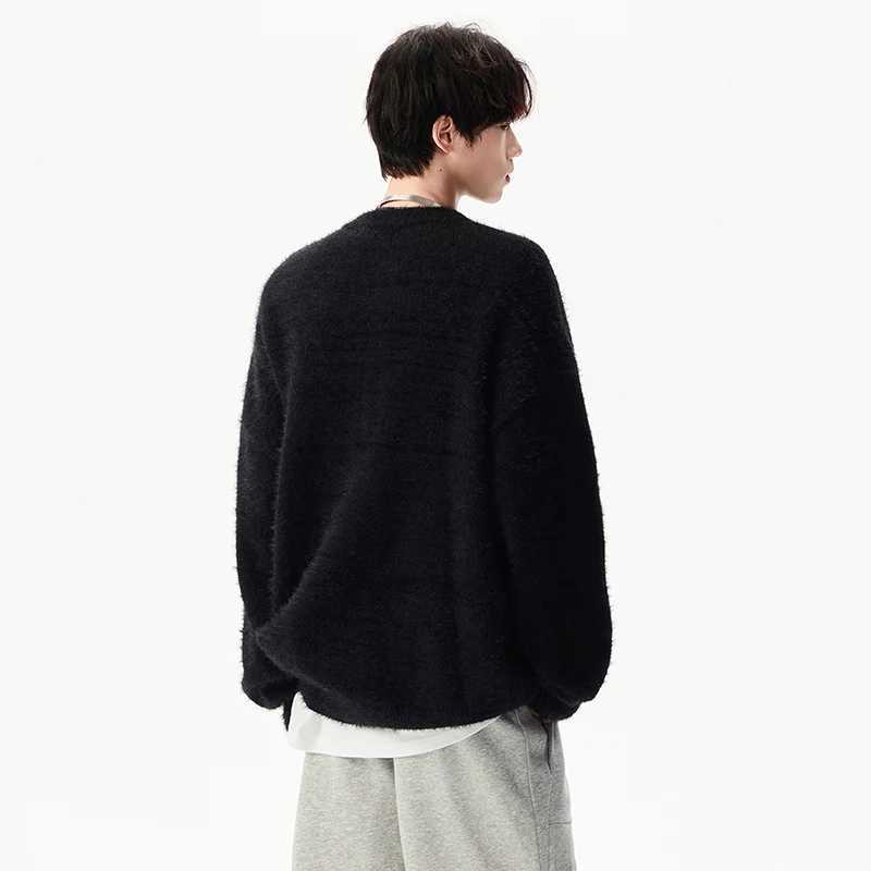 IEFB Niche Design Mens Pullovers Round Collar Letter Embroidery Contrast Color Knitting Tops Loose Pullover Male Sweaters 9X584 J251029