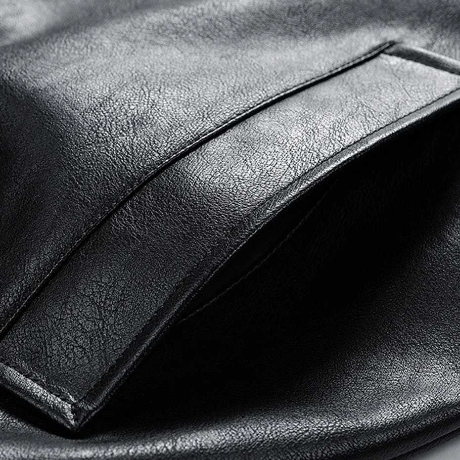 Turndown Collar PU Jacket Men Motorcycle Biker Jacket Coat Fashion Spring Autumn PU Coats Male Faux Leather Jackets BlackT251029