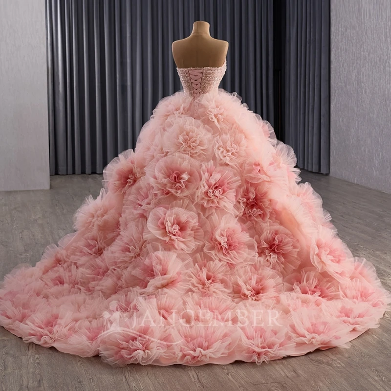 Pink Ball Gown Quinceanera Dresses Off The Shoulder Sequin Beading Crystal Tiered Tull Party Birthday Sweet 16 Dress Vestidos 15 Anos