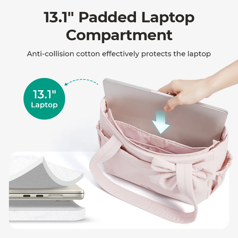 BAGSMART Tote Bag University Padded Shoulder Bag for Women Large Capacity Travel Handbag Daily Commute Womens Bag 251029