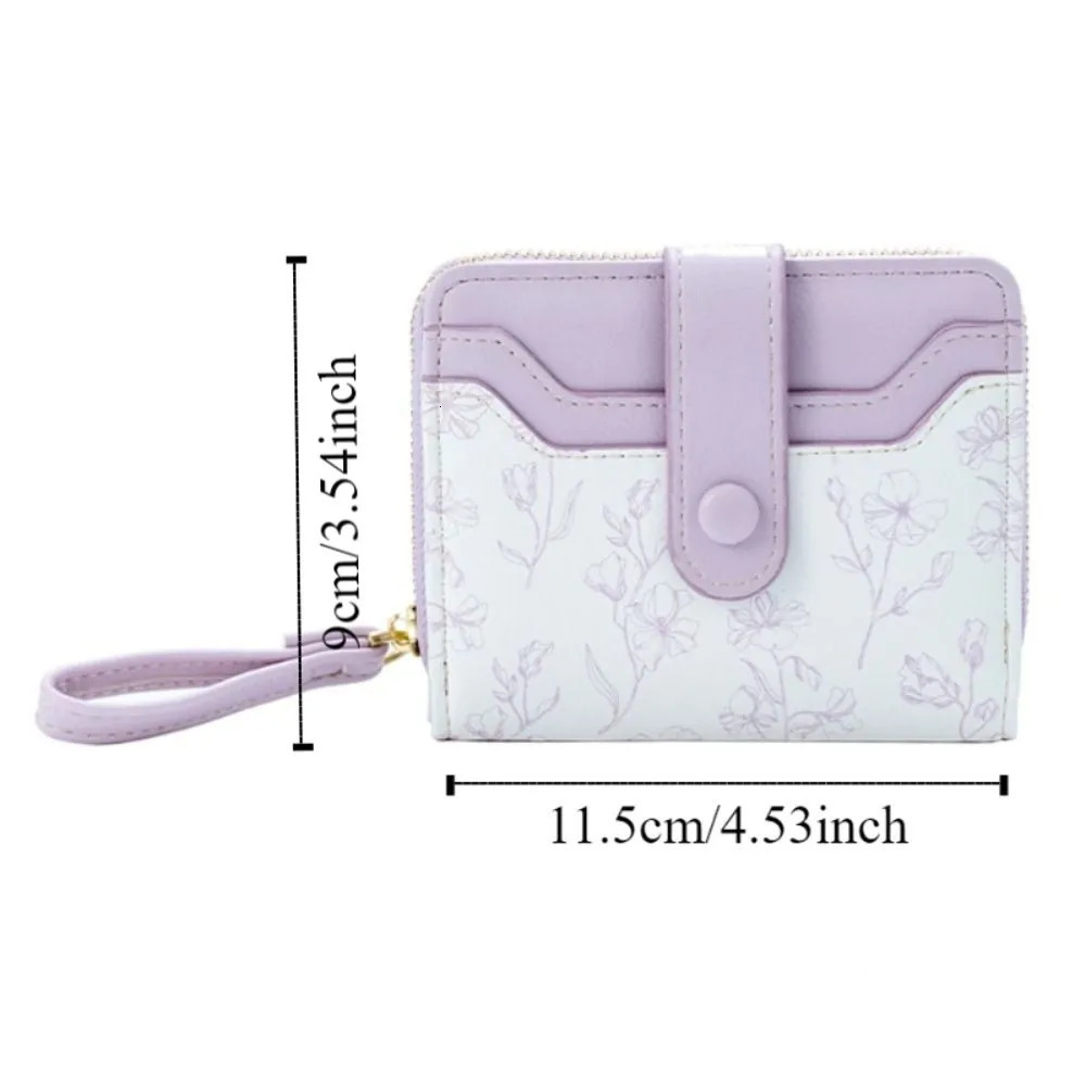 Floral Print Mini Coin Purse Bag Multi Function ID Credit Card PU Leather Short Wallet Zipper Pouch Korean Ins Fashion 251029