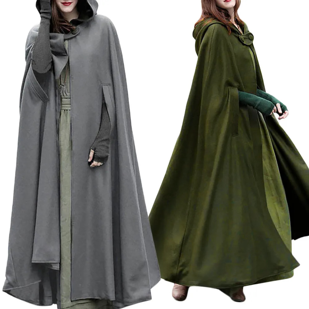 Winter Cloak Hooded Trench Coat Women Gothic Cape Women Trench Coat Open Front Cardigan Jacket Coat Cape Cloak Poncho Plus 251029