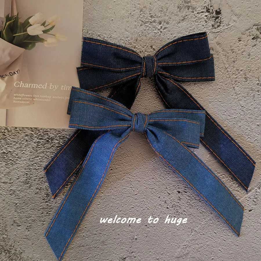 Good Quality Advanced Classic Denim Bow Hair Clip for Girls Womens Spring Hairpin Romantic Simple Design Hair AccessoryW251028