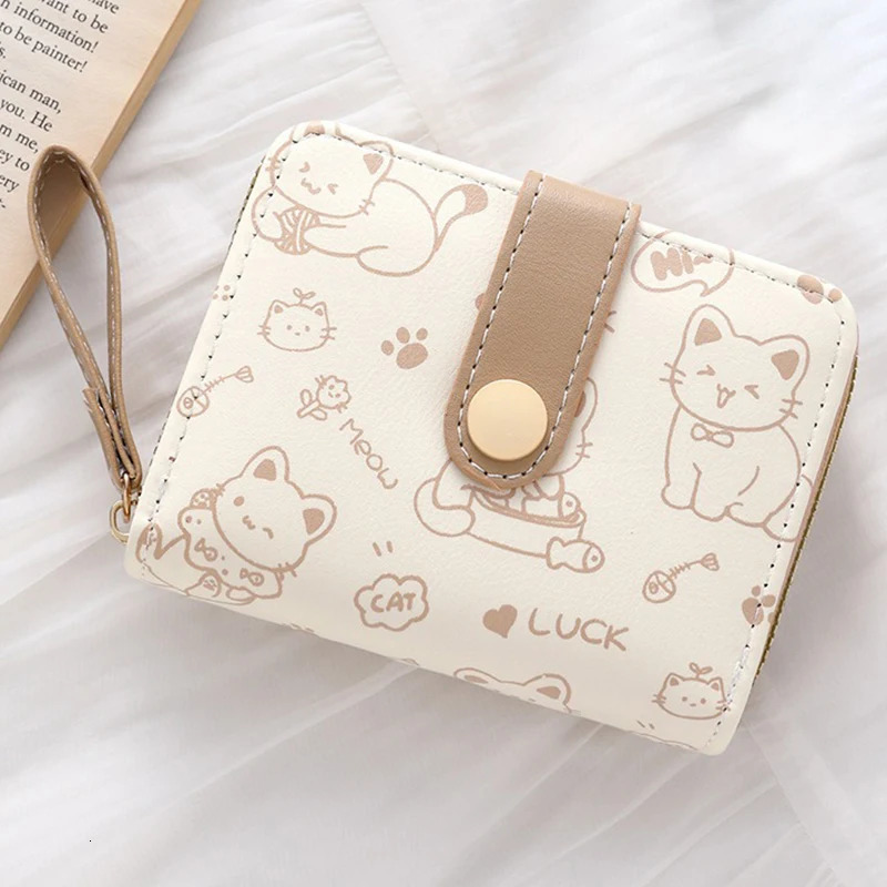 Cute Cat Wallets for Women Card Holder Small Purses with Zip Coin Pocket High Quality Square Hand Bags 251029