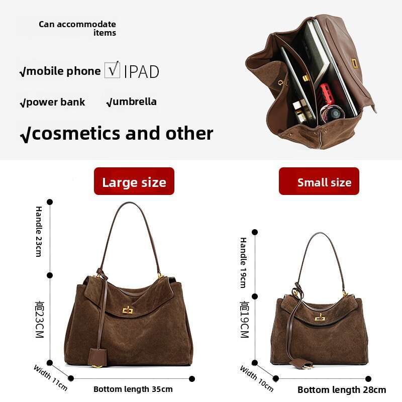 Genuine Leather Bag Suede High End Underarm Women Niche Handbag New Large Capacity Genuine Leather Tote Bag For Women