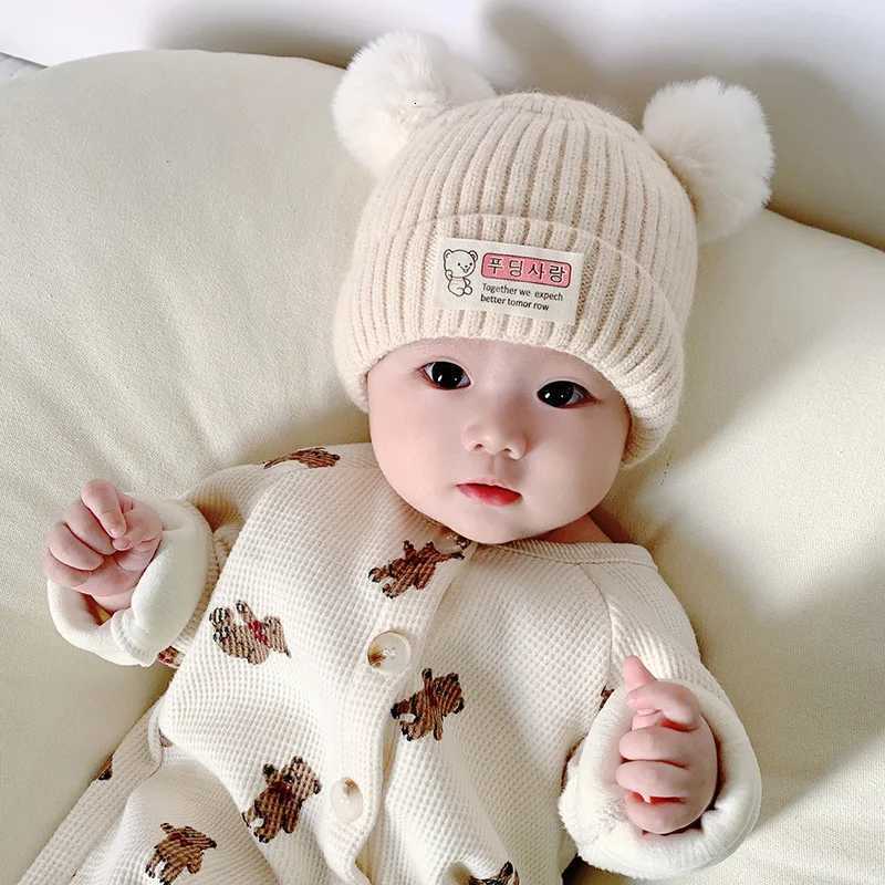 Solid Color Wool Knitted Bonnet Bebe Newborn Baby Hat Pompom Cute Winter Hat For Kids Boys Girls Children Warm Beanie Cap 03Y251028