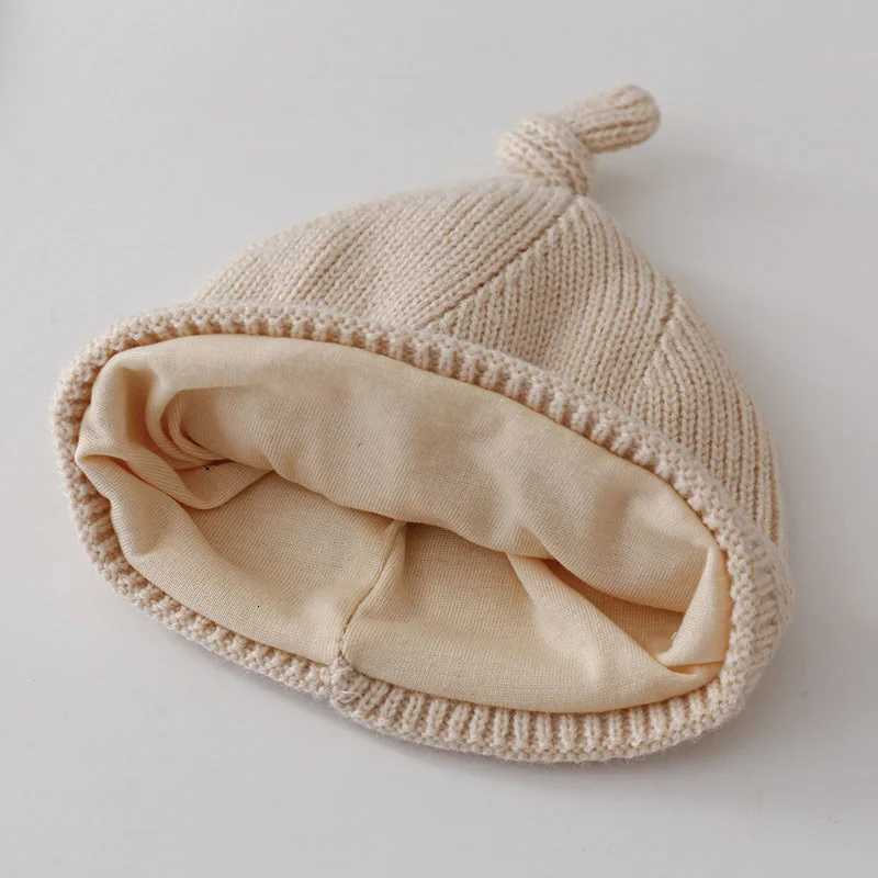 Winter Baby Knitted Hat Cute Bear Beanies 624M Toddler Ear Protection Caps Solid Color Woolen Crochet Bonnet Kids Pullover Cap251028