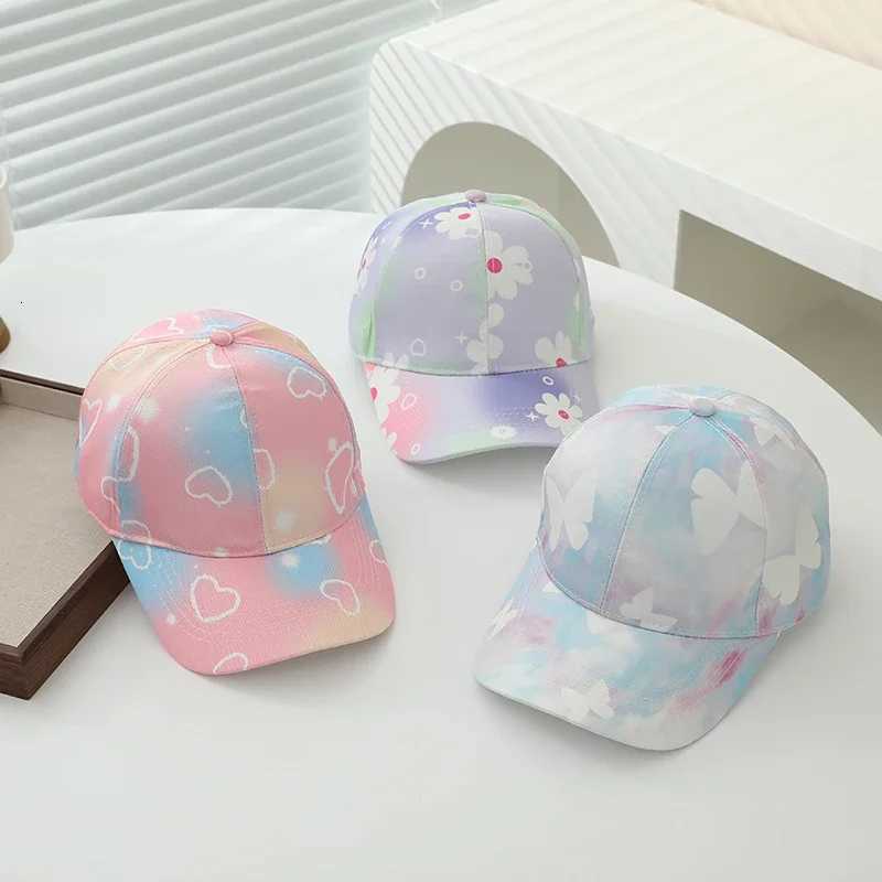 Colorful Flower Heart Print Baby Baseball Cap Fashion Children Girls Duckbill Hat Summer Kids Outdoor Sun Protection Hats251028