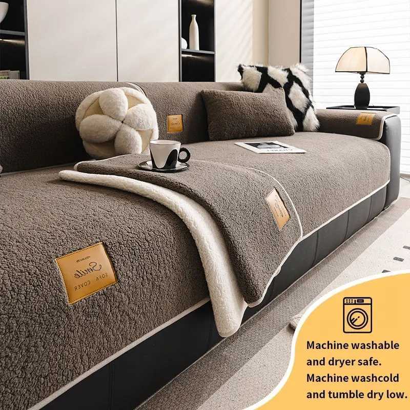 1PCAutumn and Winter Pure Color Simple Lamb Fleece Sofa Mat Universal Multi functional Sofa Mat C251028