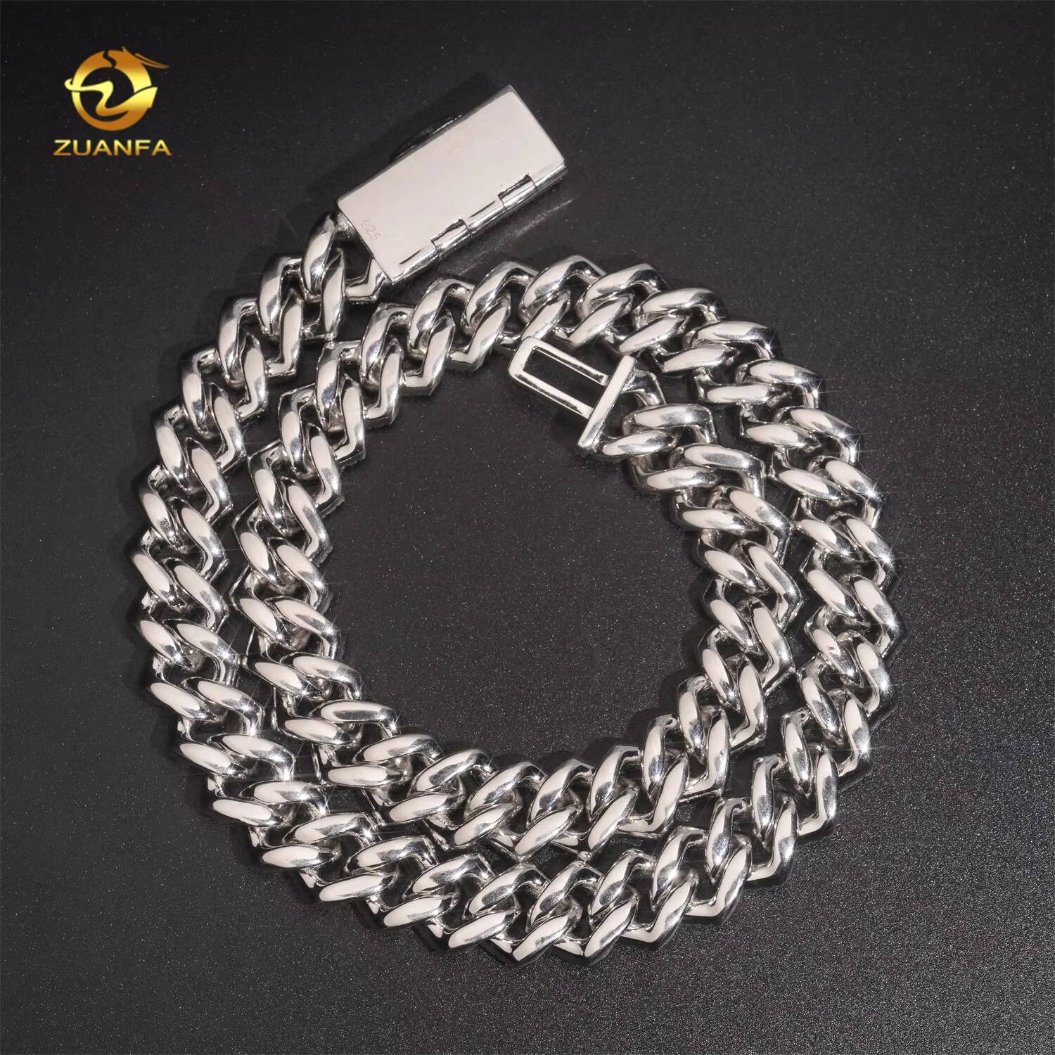Instock 13mm 2 Row Cuban Link Moissanite Hip Hop Jewelry 925 Silver Iced Out Cuban Link Chain Moissanite Pass Diamond Tester