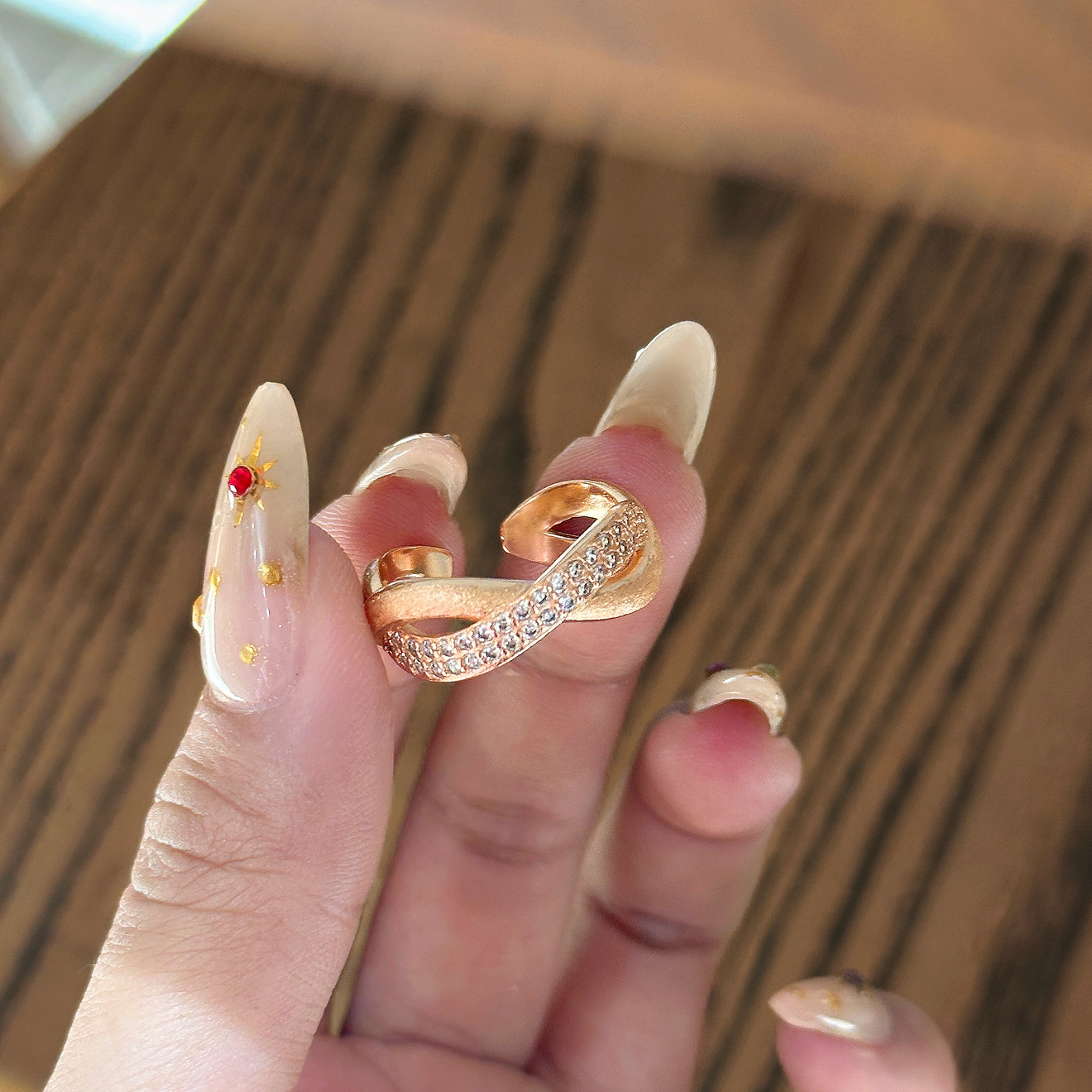 TaiYang New Sparkling Brushed Infinity Ring, Unique Vintage Elegance Stackable Index Finger Ring for Women