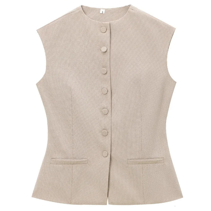 HXAO Womens Sleeveless Vest Top Plaid Woman Top Fashion Ladies Waistcoat Tanks Camis Outerwears Sleeveless Jacket Coat 251029