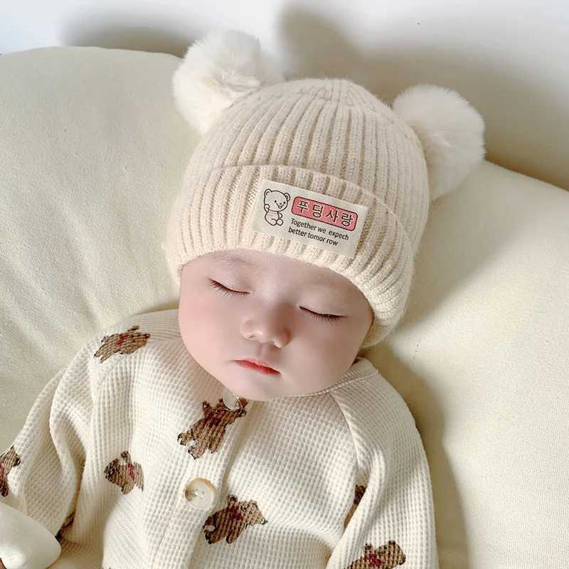 Solid Color Wool Knitted Bonnet Bebe Newborn Baby Hat Pompom Cute Winter Hat For Kids Boys Girls Children Warm Beanie Cap 03Y251028
