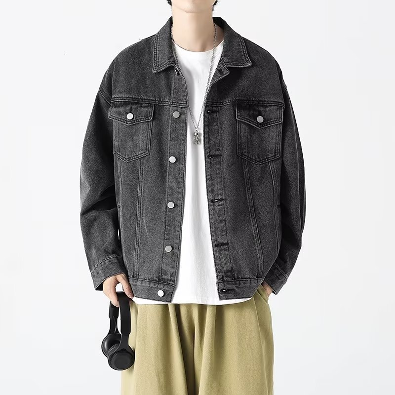 American Style Denim Jacket For Men Designer Jacket Loose Fit Top Cool Trendy Spring Autumn Casual Versatile Workwear Jacket Trendy 2025