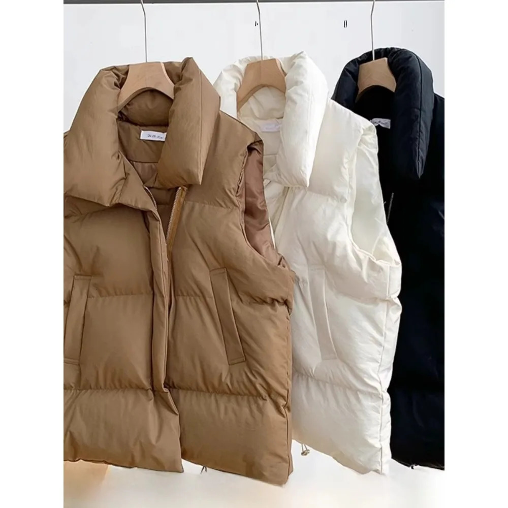 Loose Down Feather Cotton Vest Bal Zipper Closure Color Commute Womens Vest Autumn Winter Fashion Ladies Outerwear 251029