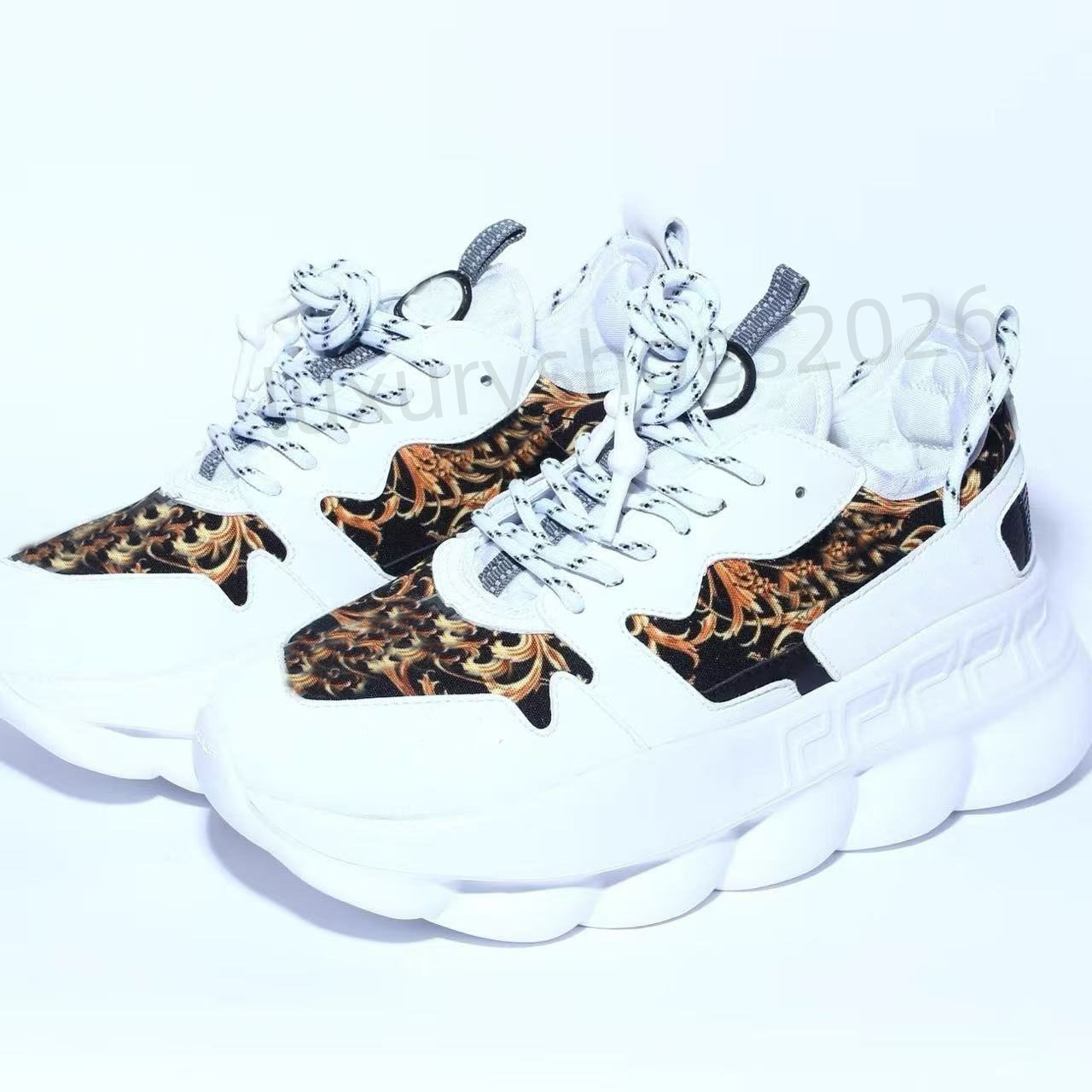 Designers Luxurys Shoes chain reaction Casual platform Black white Brown Orange Animalier flowers mens womens sports sneakers trainers size 5.5-11 tenins E2